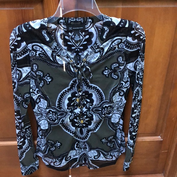 INC International Concepts Tops - NWOT INC Black & Green with Gold Accents Blouse!